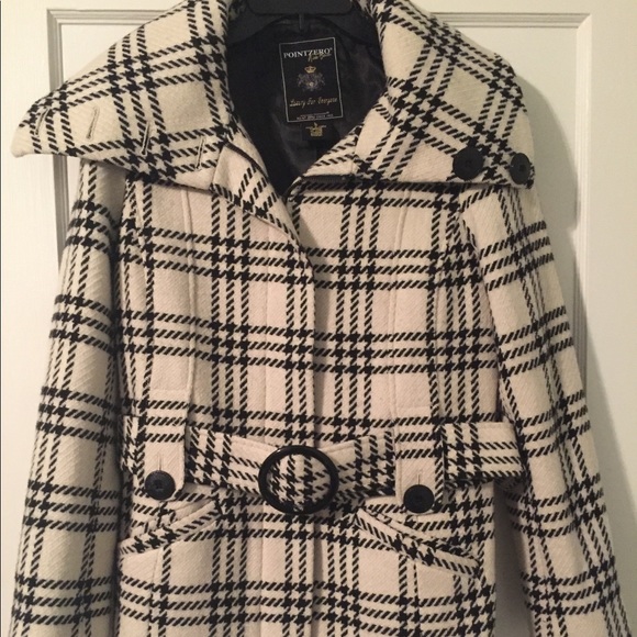 Super cute & classy black/white plaid wool coat. - Picture 1 of 5